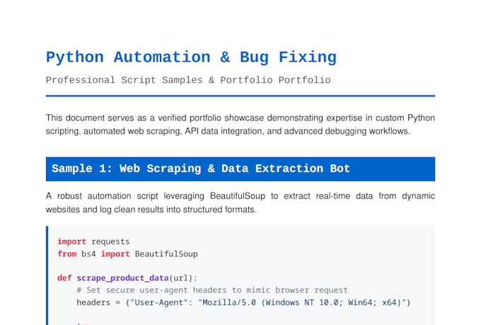 debug and fix python code or write custom automation scripts